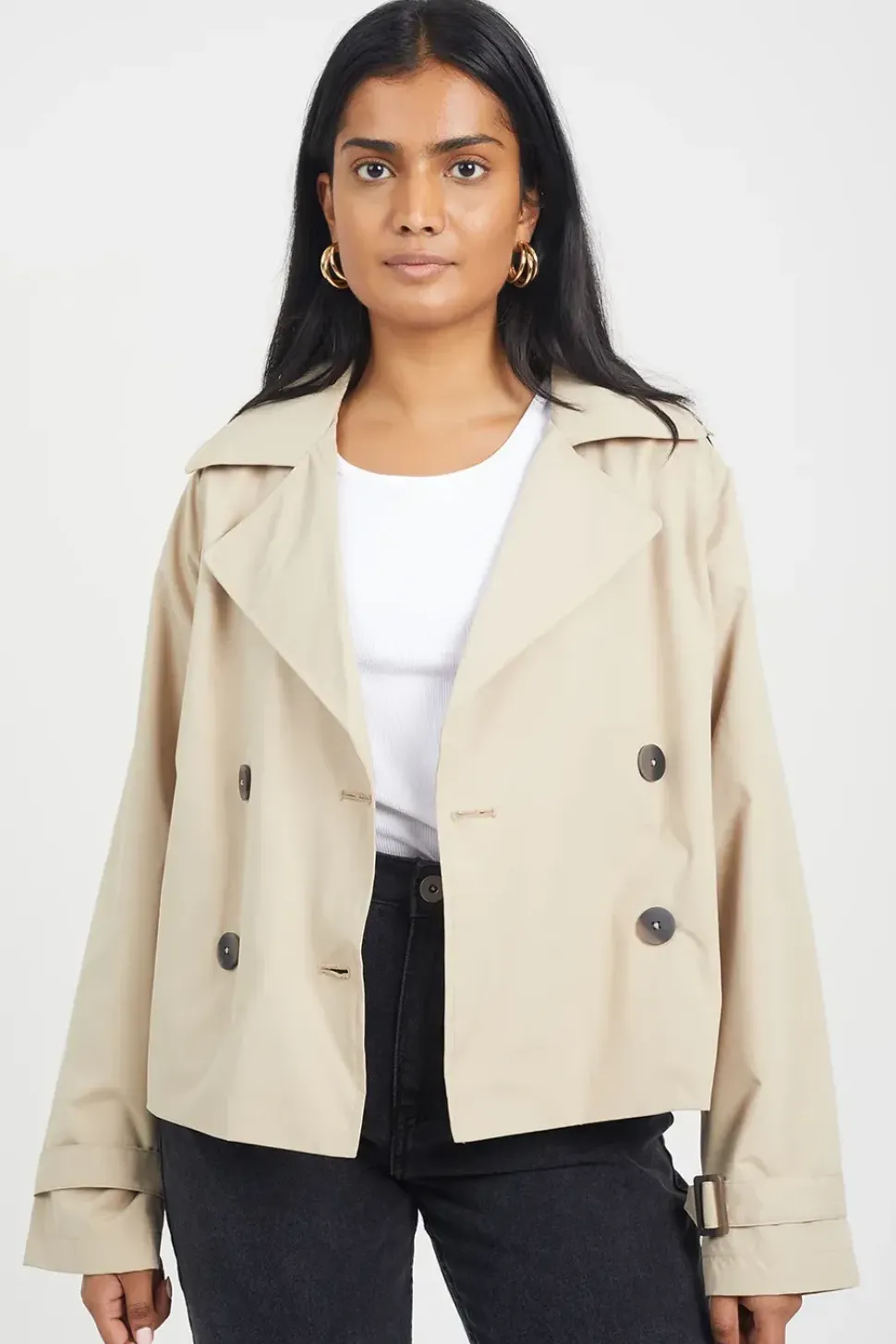 Double Breasted Short Trench Coat