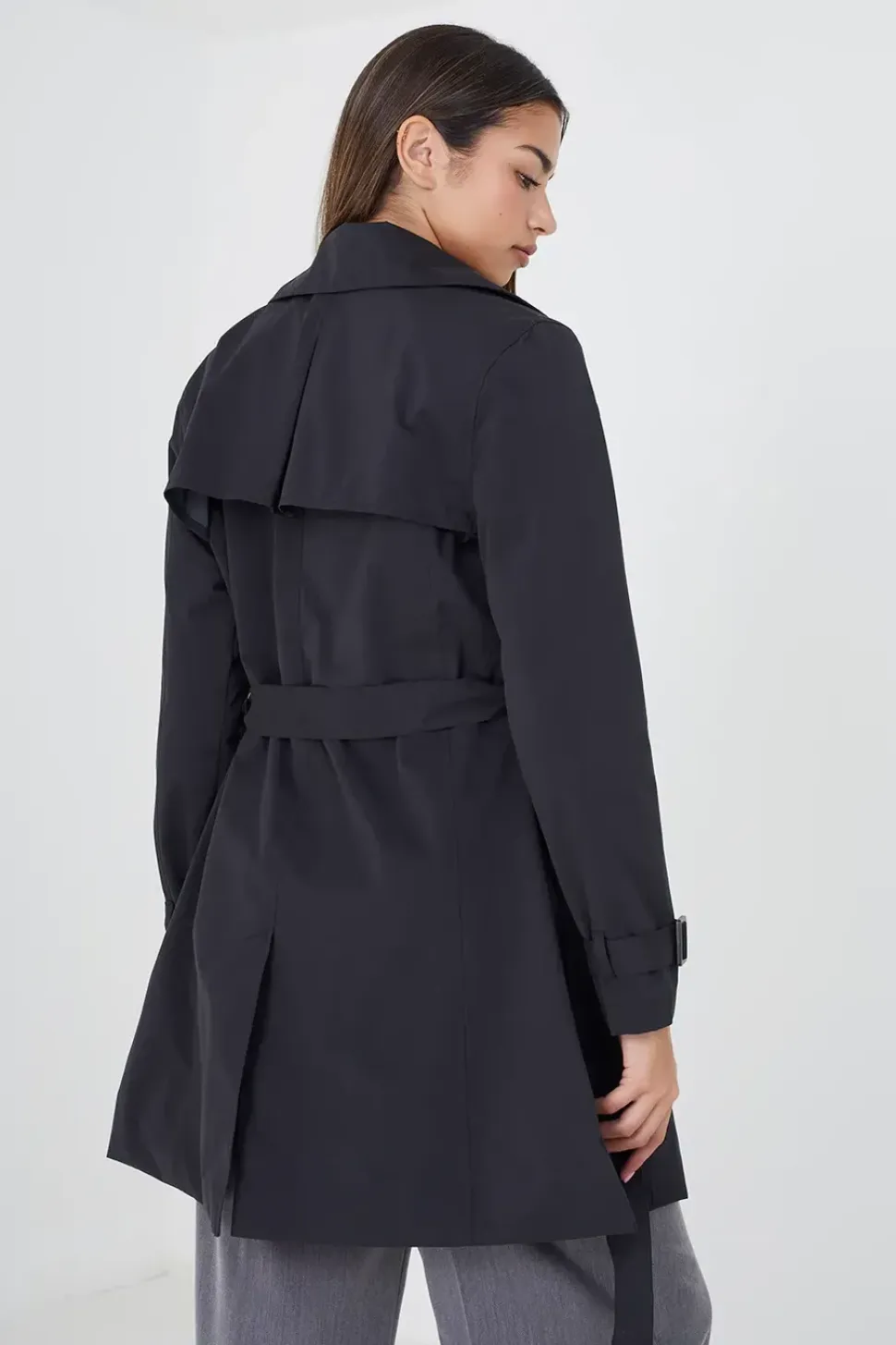 Double Breasted Short Trench Coat