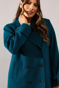 Double Breasted Twill Military Blazer Coat