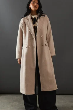 Double Breasted Wool Blend Maxi Coat