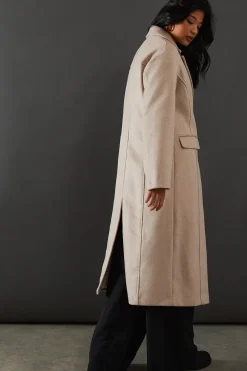 Double Breasted Wool Blend Maxi Coat
