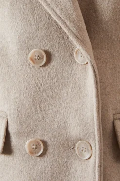 Double Breasted Wool Blend Maxi Coat