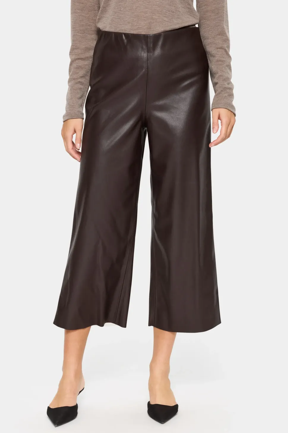 DowieSZ Cropped Faux Leather Trousers-