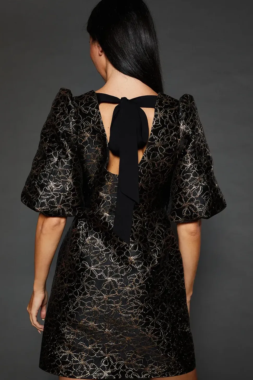 Dp Luxe Gold Jacquard Mini Dress