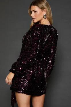 Dp Luxe Petite Sequin Wrap Mini Dress