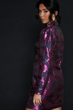 Dp Luxe Pink Jacquard Tux Dress