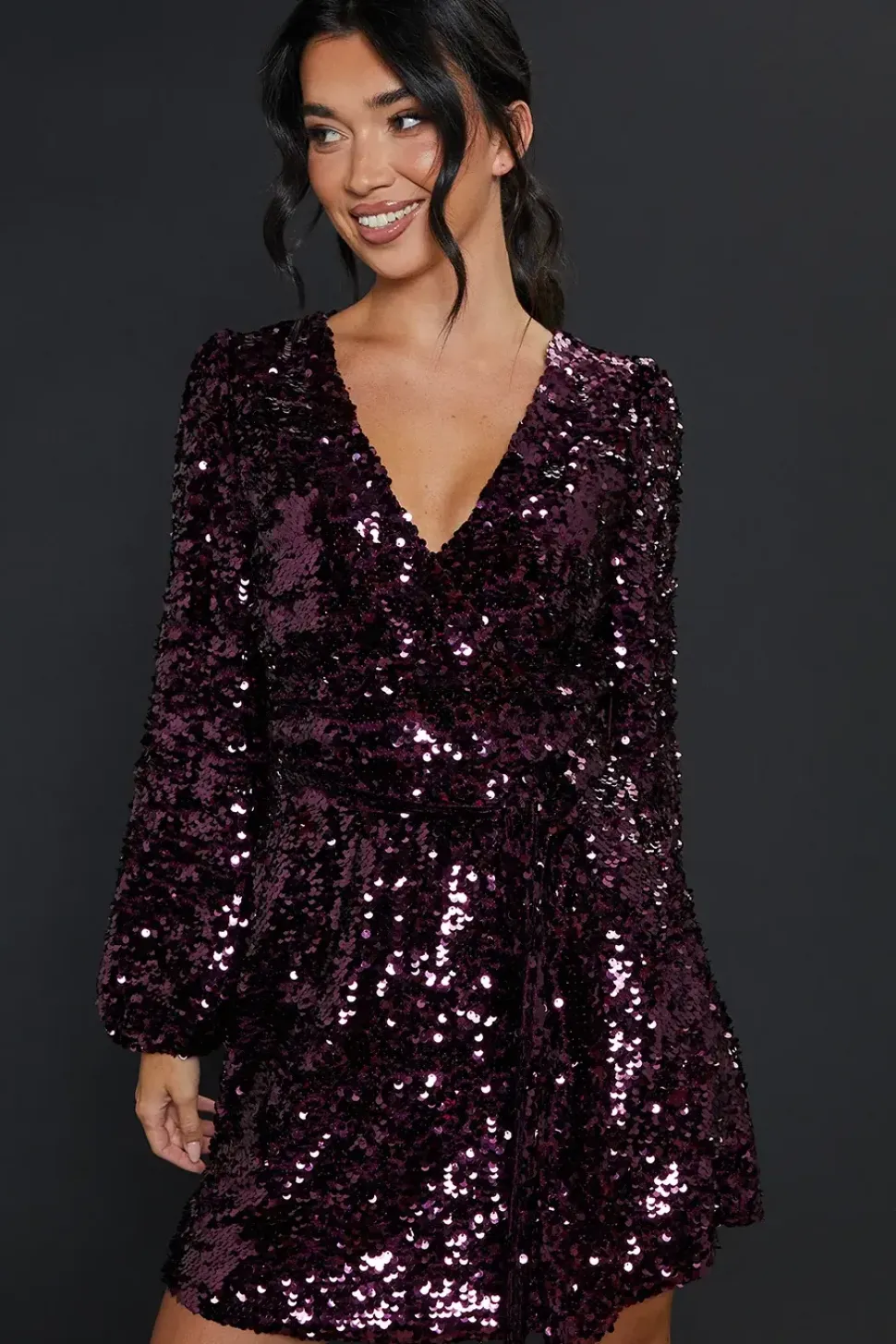 DP Luxe Sequin Wrap Mini Dress