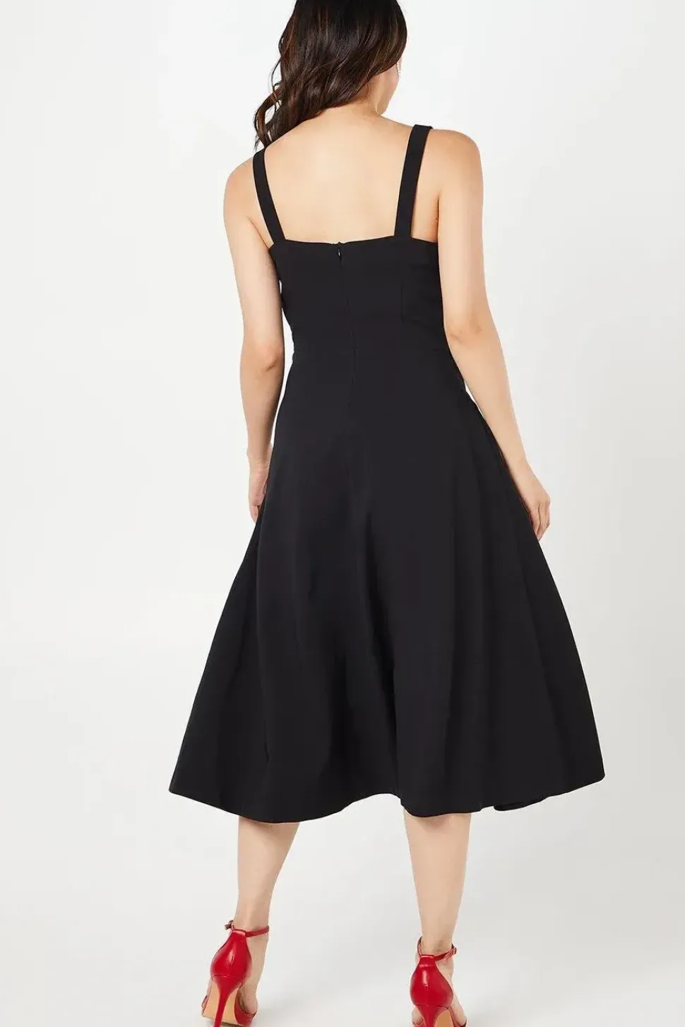 Drape Bodice Fluid Skirt Crepe Wedding Guest Dress