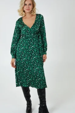 Draped Waist Wrap Dress