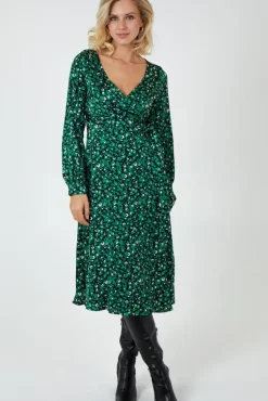 Draped Waist Wrap Dress