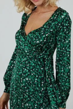 Draped Waist Wrap Dress