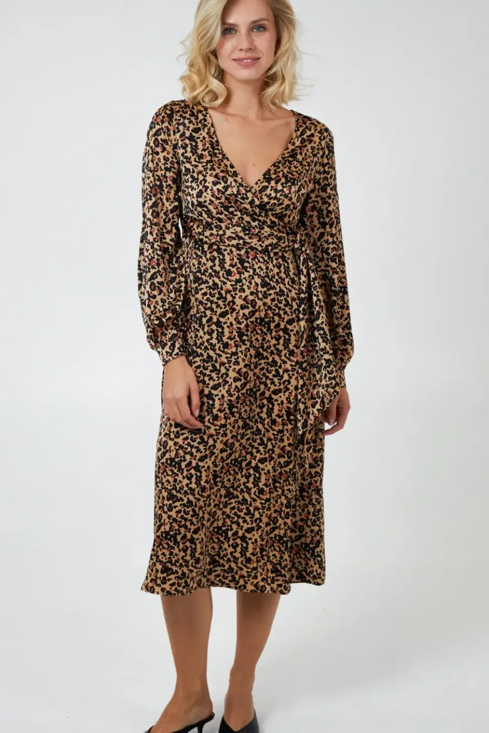 Draped Waist Wrap Dress