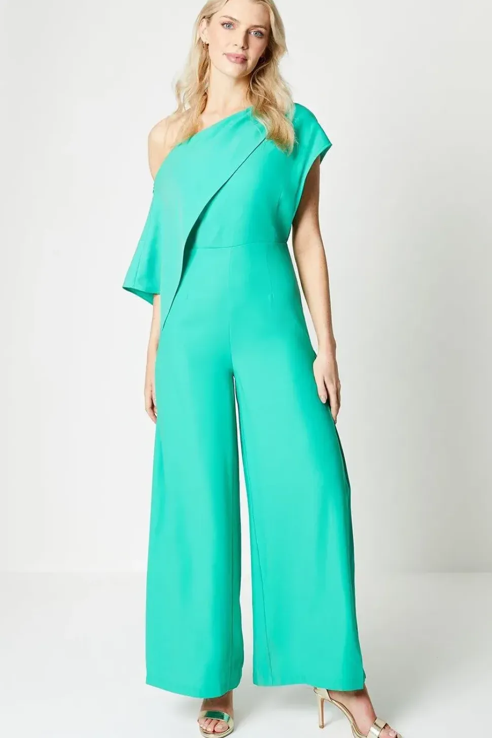 Drape One Shoulder Wide Leg Jumpsuit