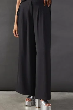 Drape Pleat Detail Wide Leg Trouser