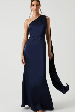 Drape Shoulder Detail Bridesmaid Dress