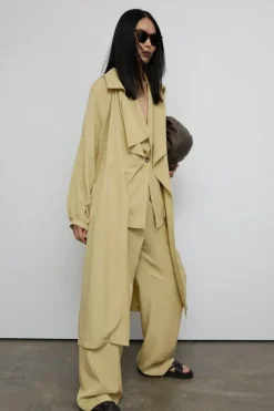 Drawcord Waist Duster Jacket
