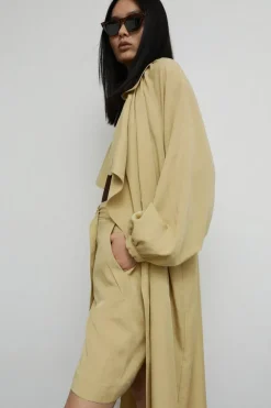 Drawcord Waist Duster Jacket