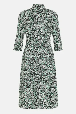Drawn Ditsy Roll Sleeve Shirt Dress