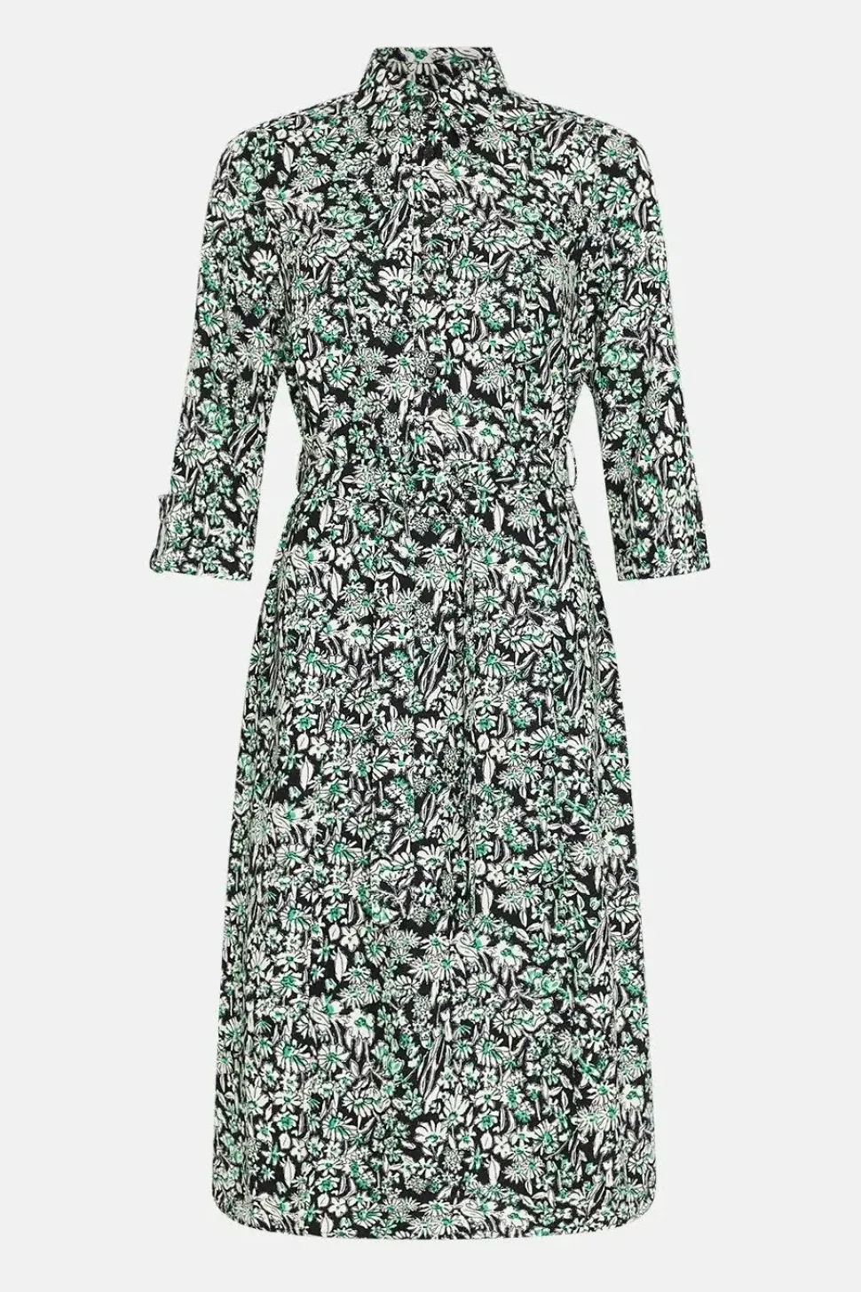 Drawn Ditsy Roll Sleeve Shirt Dress