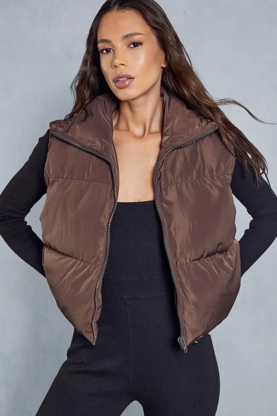 Drawstring Detail Cropped Gilet
