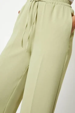 Drawstring Tie Waist Wide Leg Trouser