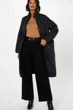Drawstring Waist Quilted Padded Puffer Coat