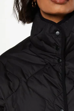 Drawstring Waist Quilted Padded Puffer Coat