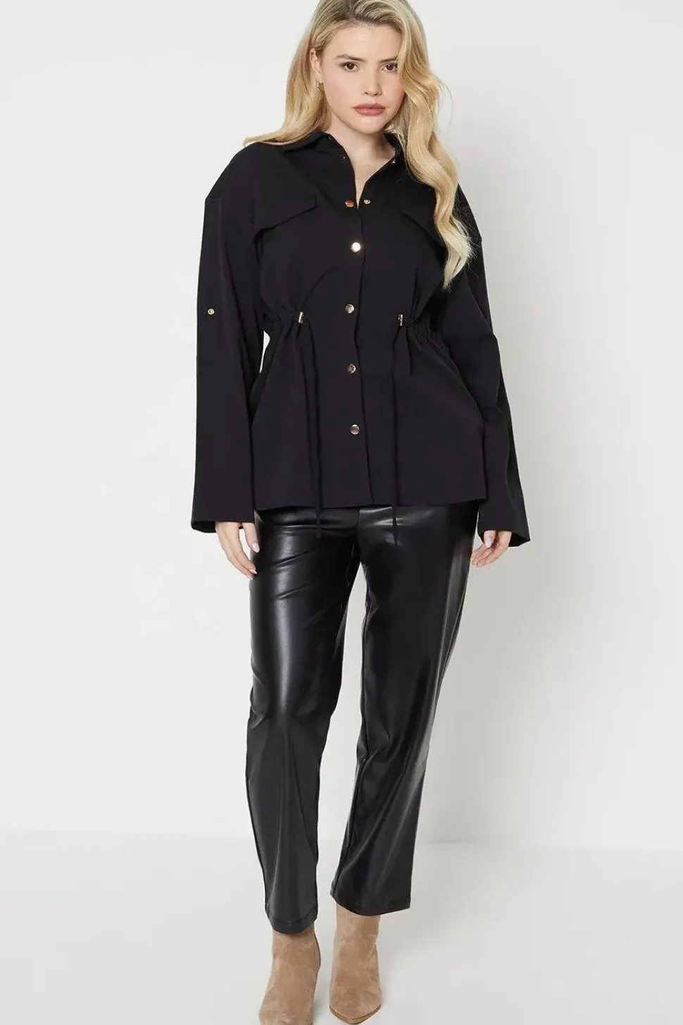 Drawstring Waist Shacket