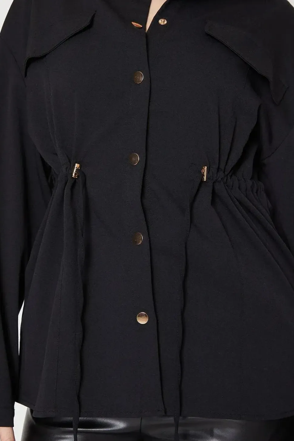 Drawstring Waist Shacket