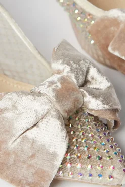 Duchy Diamante Mesh Velvet Bow High Heel Court Shoes