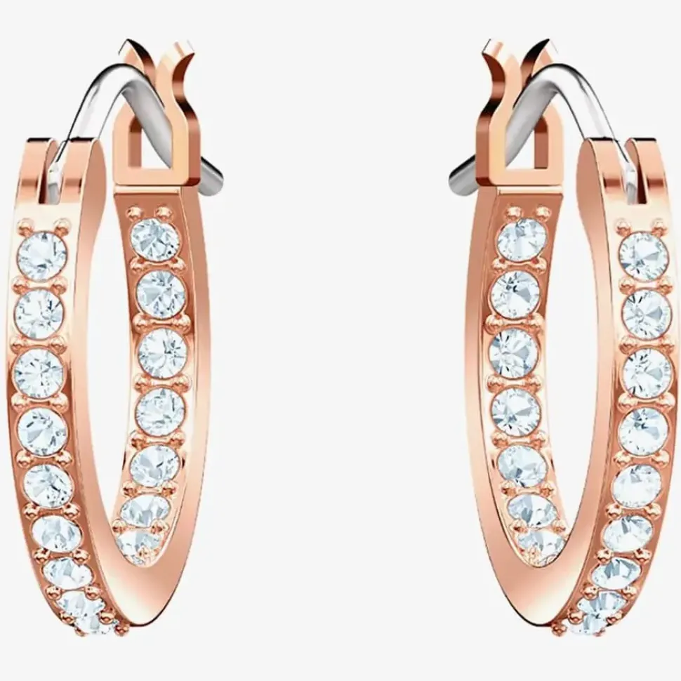 Duo Rose Gold Tone Blue Evil Eye Hoop Earrings 5425857