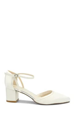 Dyeable Satin 'Aviana' Mid Block Heel Ankle Strap Court Shoes