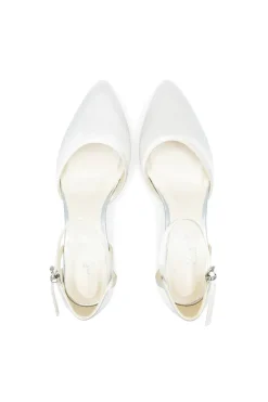 Dyeable Satin 'Aviana' Mid Block Heel Ankle Strap Court Shoes