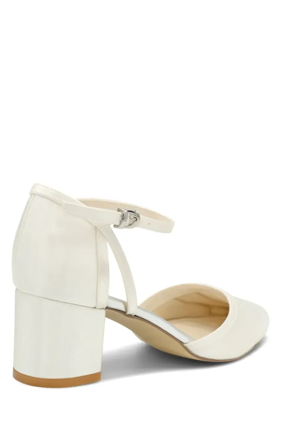 Dyeable Satin 'Aviana' Mid Block Heel Ankle Strap Court Shoes