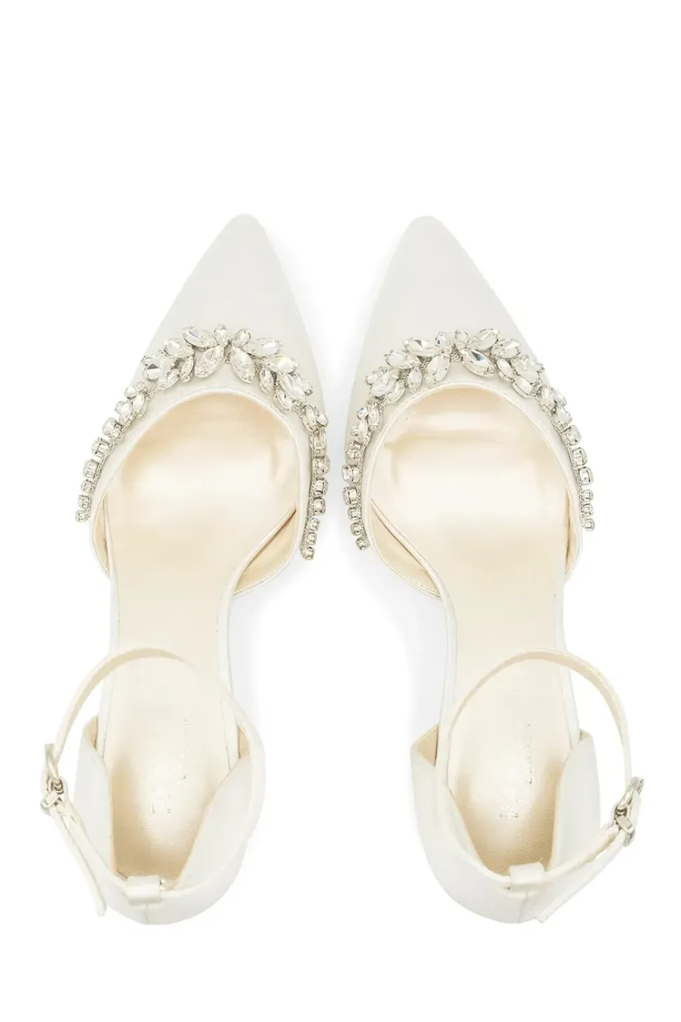 Dyeable Satin 'Cinta' Mid Block Heel Ankle Strap Court Shoes