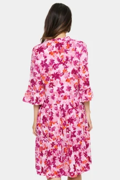 EdaSZ Knee Length Half Sleeves Dress-Leopard Print
