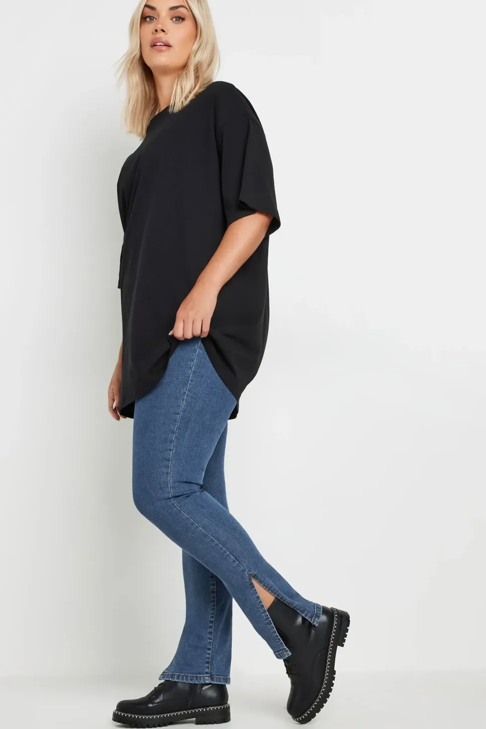 Elasticated Insert Split Hem Jeggings