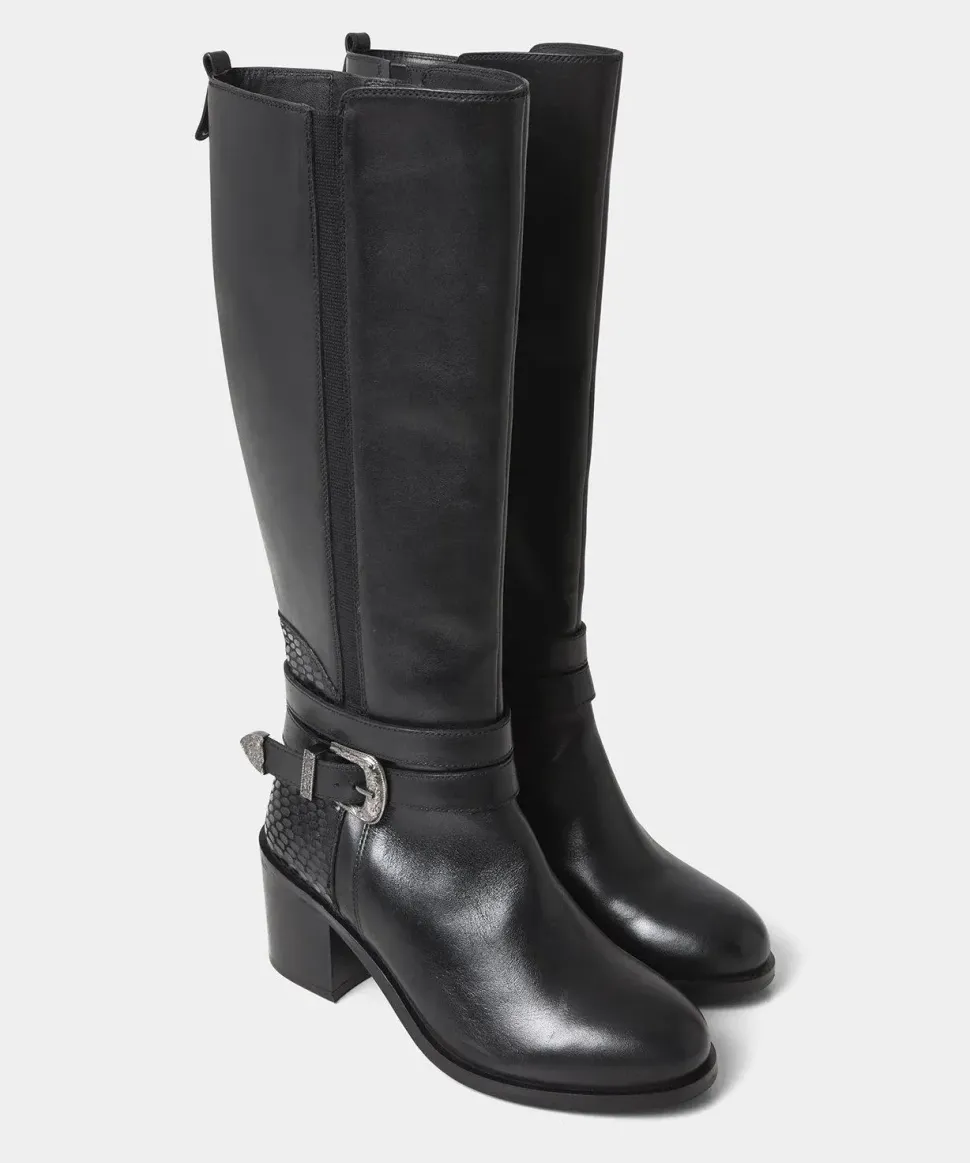 Elasticated Premium Leather Riding Boots