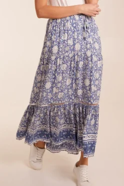 Elasticated Waistband Tiered Midi Skirt