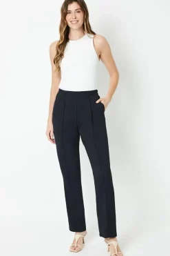 Elasticated Waist Pintuck Detail Tapered Trouser