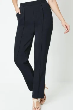 Elasticated Waist Pintuck Detail Tapered Trouser