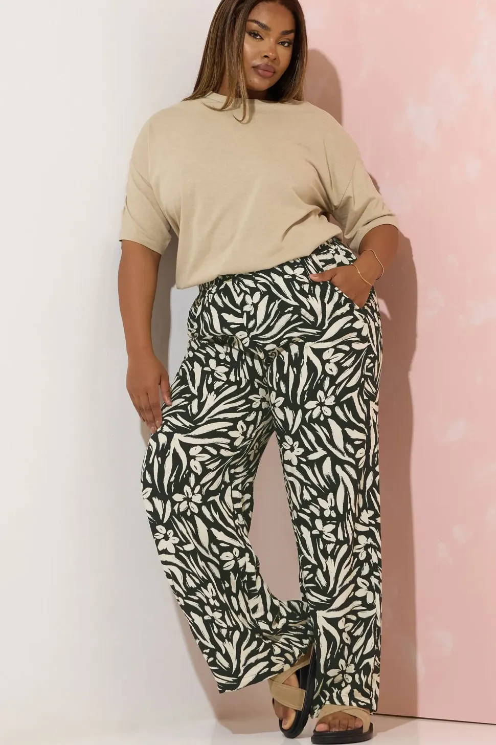 Elasticated Wide Leg Trousers