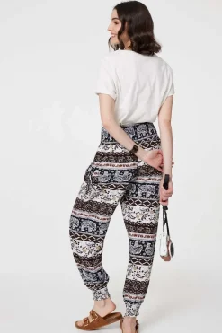Elephant Print High Waist Harem Pants