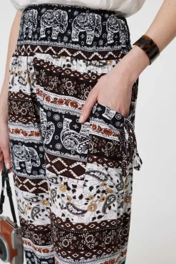 Elephant Print High Waist Harem Pants