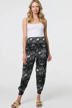 Elephant Print Relaxed Harem Pants