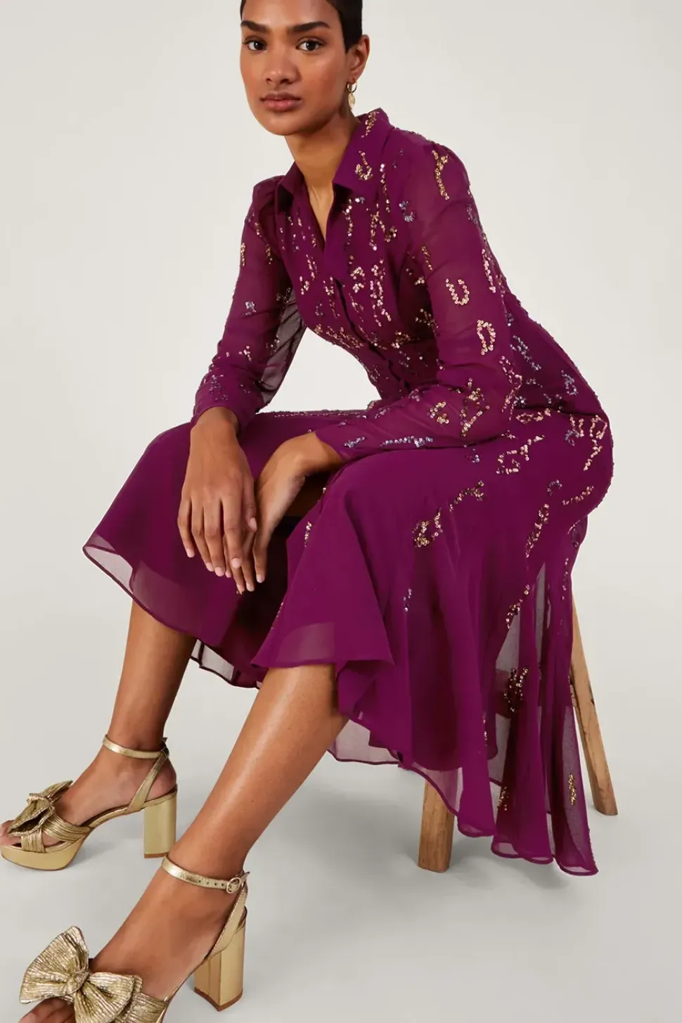 Eliza Embellished Shirt Dress