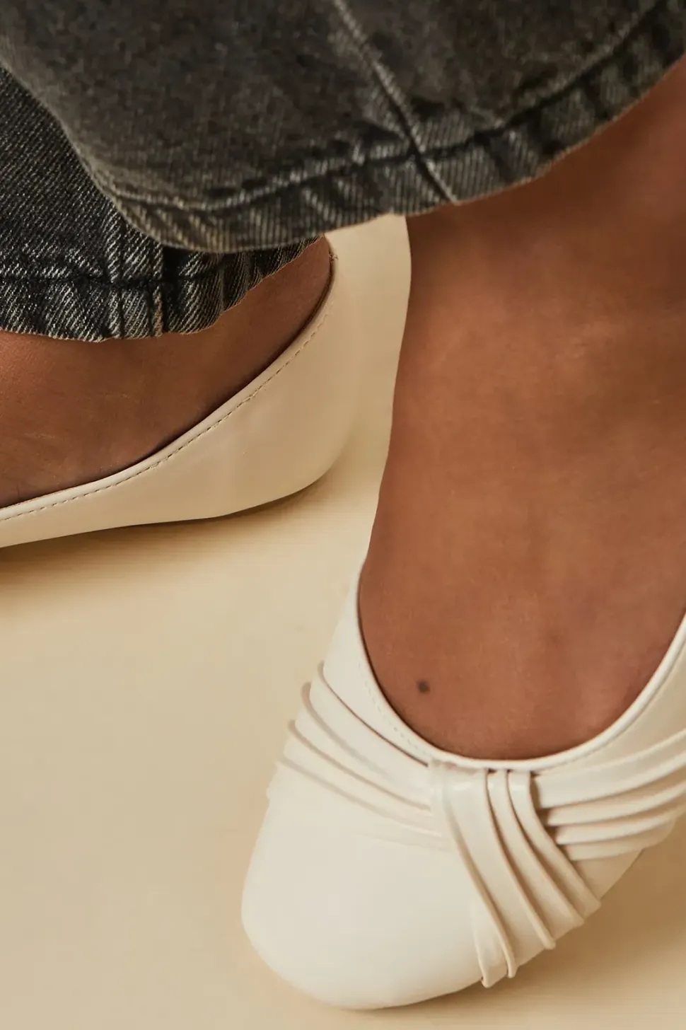 Eliza Ruched Detail Flat Ballet Pumps