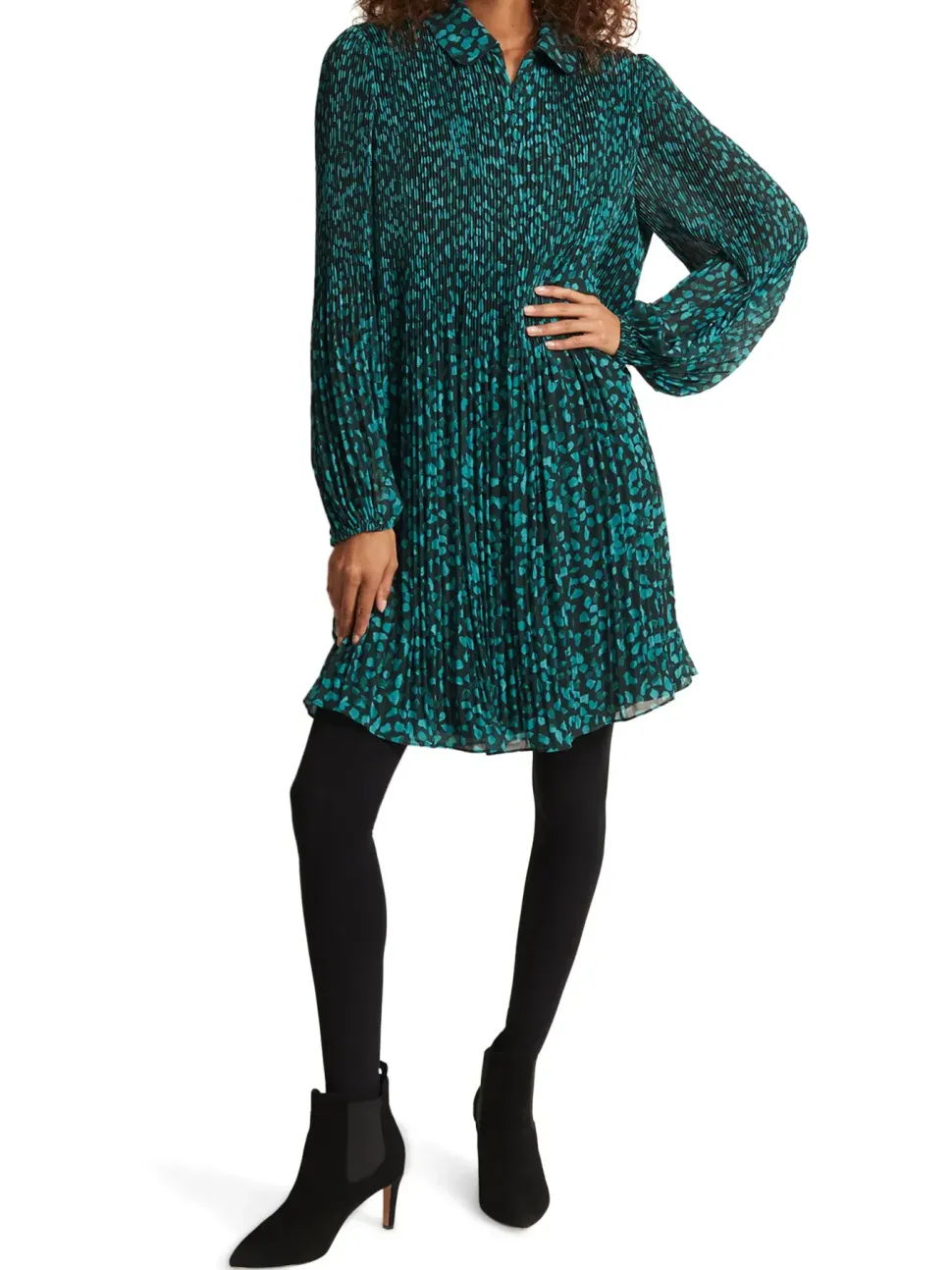 Ella Dotty Pleat Mini Dress-