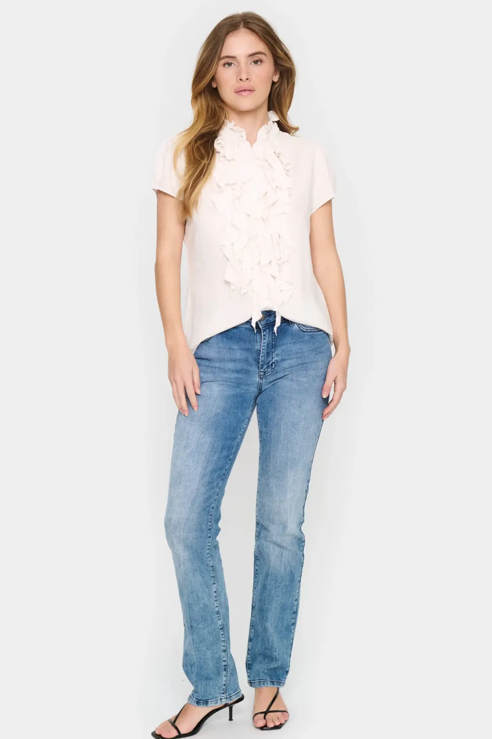 Elli Short Sleeve Ruffles Blouse-