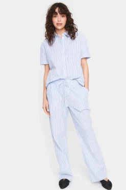 Elmiko Elastic Waist Casual Trousers-Striped